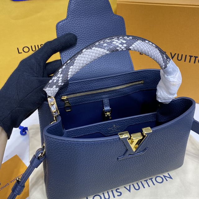 Louis vuitton original calfskin capucines BB handbag M53963 navy blue