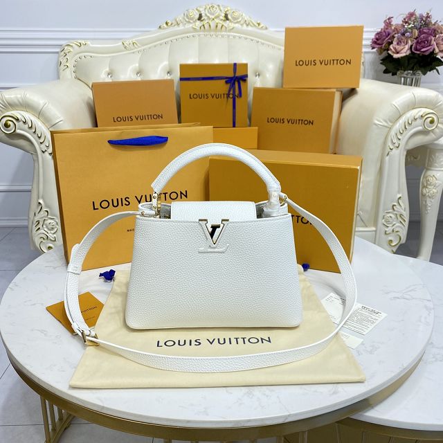 Louis vuitton original calfskin capucines BB handbag M53963 white