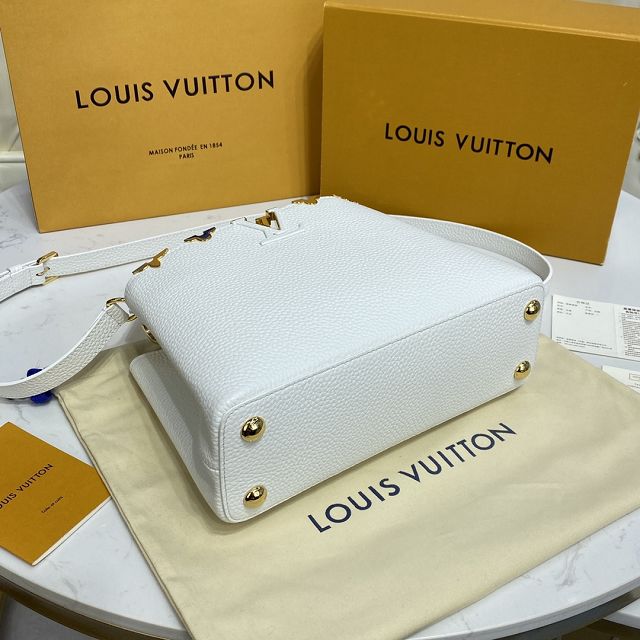 Louis vuitton original calfskin capucines BB handbag M59264 white