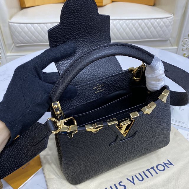 Louis vuitton original calfskin capucines mini handbag M55983 black