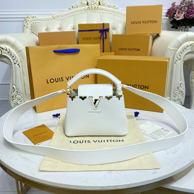 Louis vuitton original calfskin capucines mini handbag M55983 white