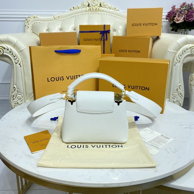 Louis vuitton original calfskin capucines mini handbag M55983 white