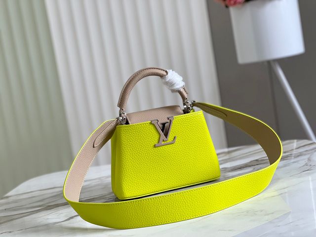 Louis vuitton original calfskin capucines mini handbag M55985 lemon yellow