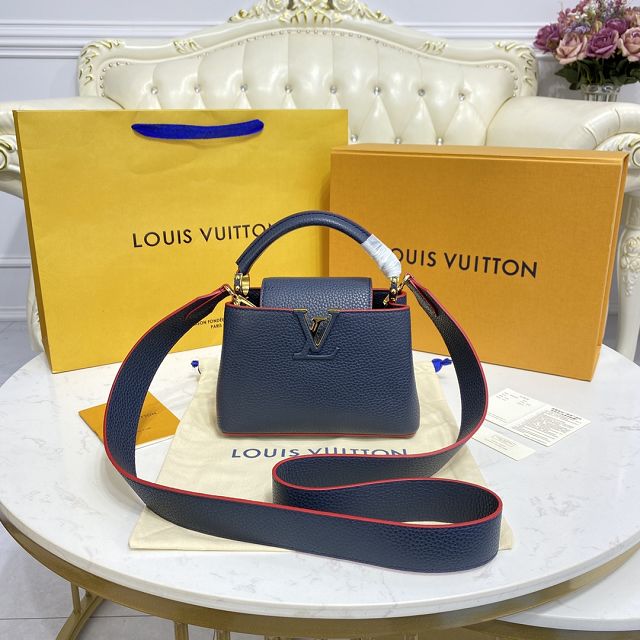 Louis vuitton original calfskin capucines mini handbag M55985 navy blue