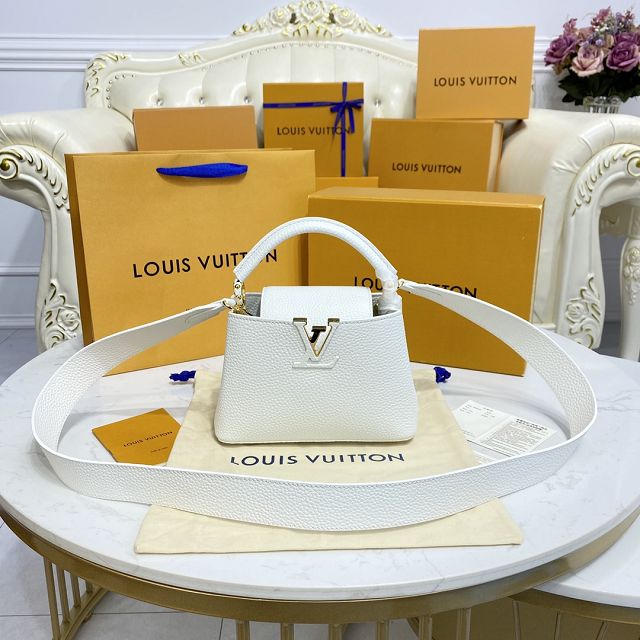 Louis vuitton original calfskin capucines mini handbag M55985 white