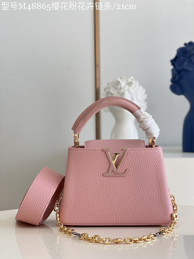 Louis vuitton original calfskin capucines mini handbag M55986 pink