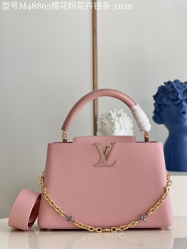 Louis vuitton original calfskin capucines mm handbag M48865 pink