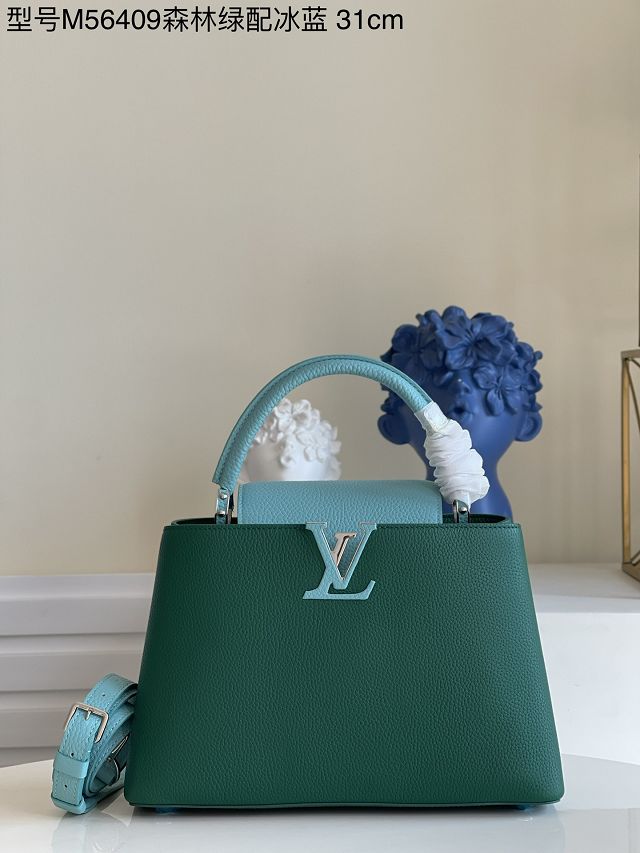 Louis vuitton original calfskin capucines mm handbag M56409 green