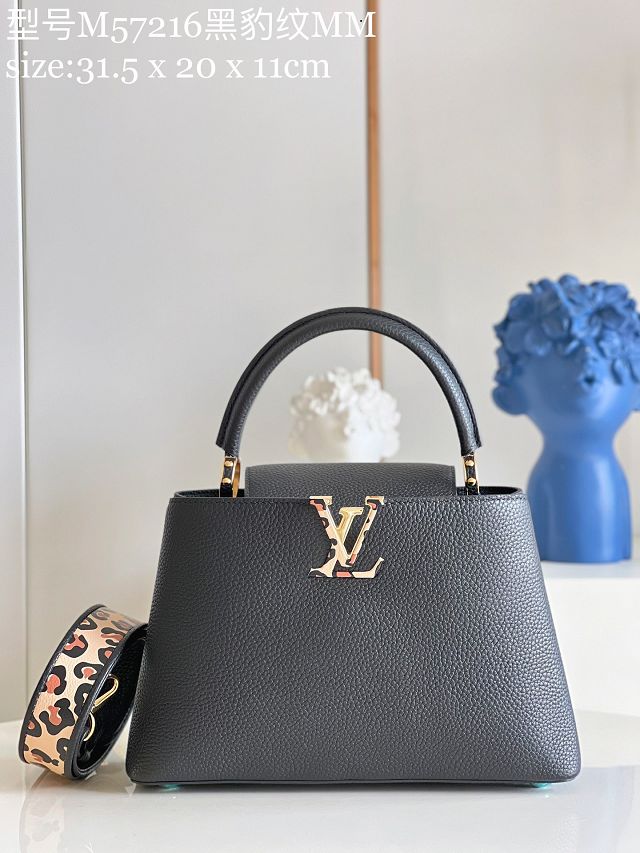 Louis vuitton original calfskin capucines mm handbag M57216 black