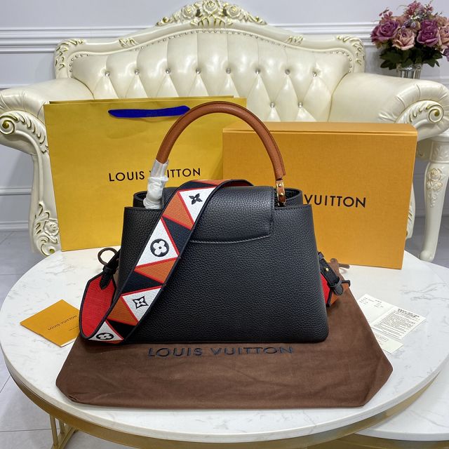 Louis vuitton original calfskin capucines mm handbag M58611 black