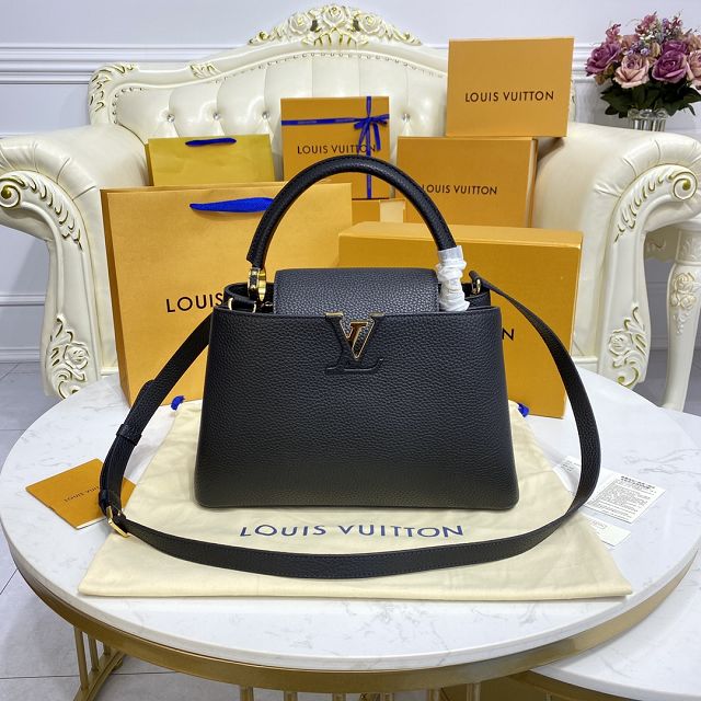 Louis vuitton original calfskin capucines mm handbag M59465 black