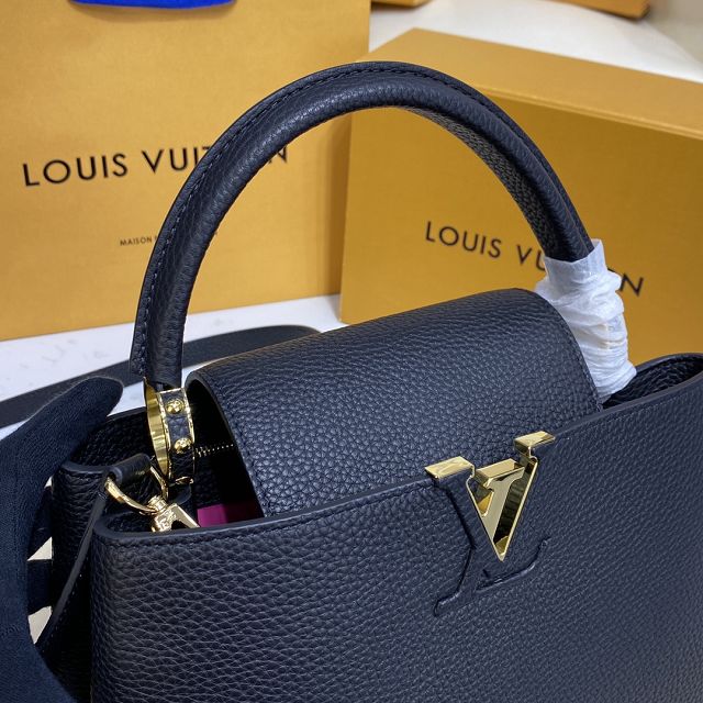 Louis vuitton original calfskin capucines mm handbag M59465 black