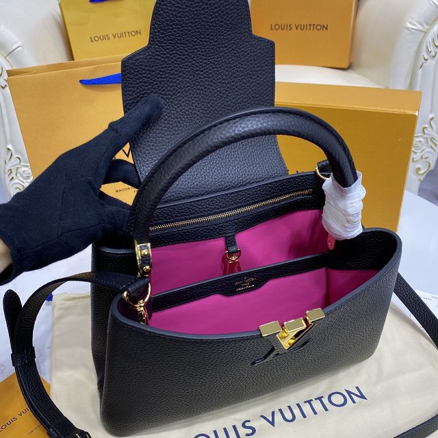 Louis vuitton original calfskin capucines mm handbag M59465 black