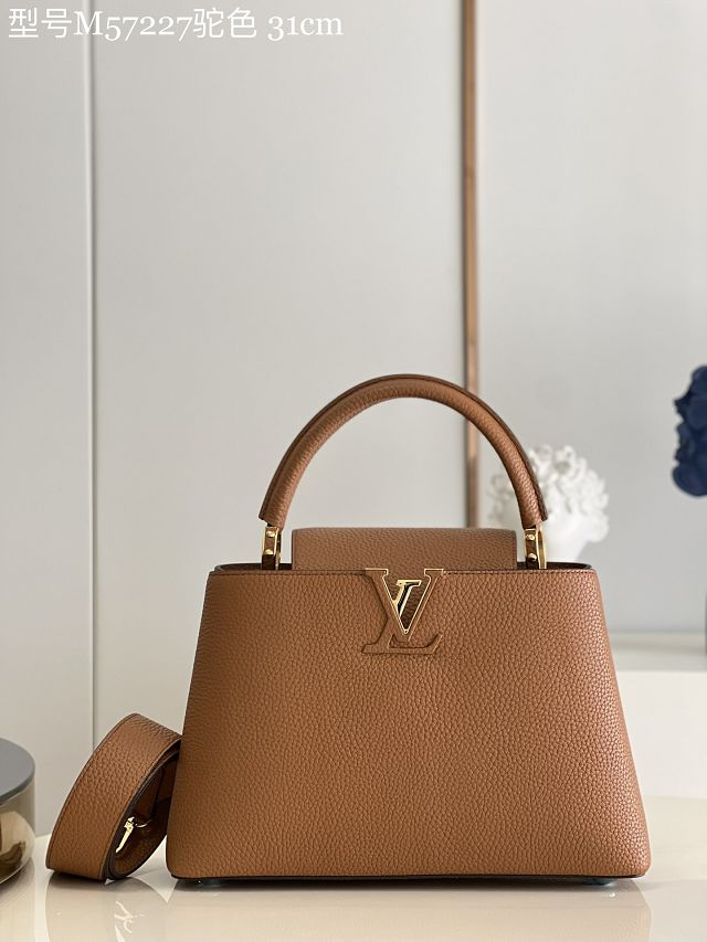 Louis vuitton original calfskin capucines mm handbag M59466 camel