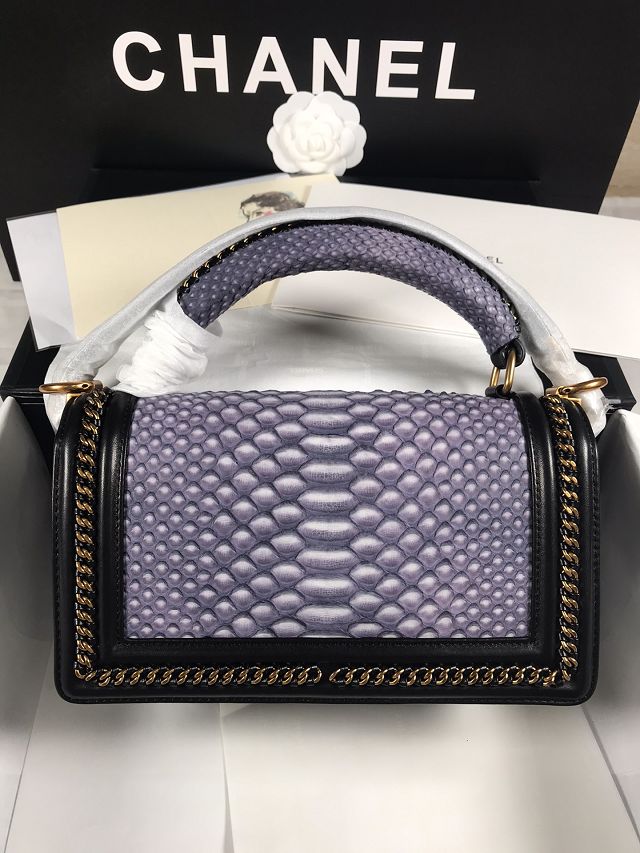 CC original python leather medium boy handbag A94804 purple