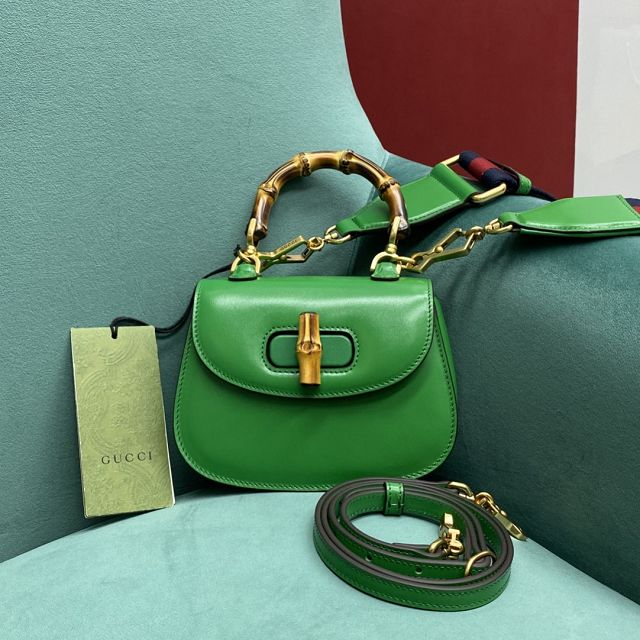 2022 GG original calfskin mini top handle bag 686864 green