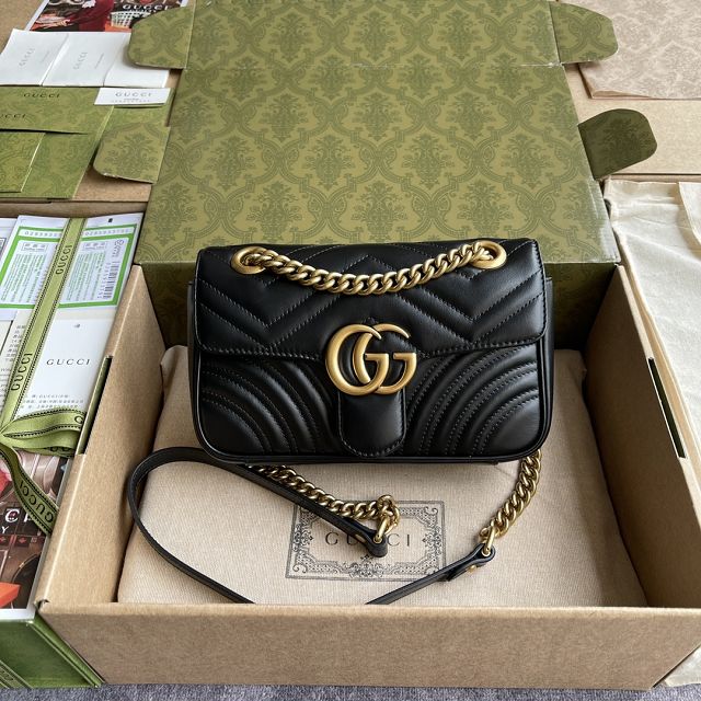 Top GG original calfskin marmont mini bag 446744 black