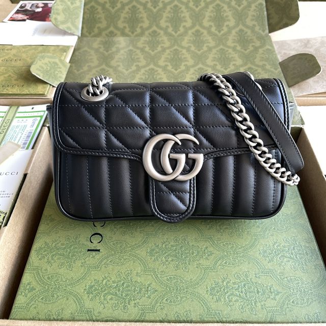 Top GG original calfskin marmont mini bag 446744 black