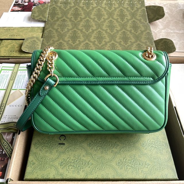 Top GG original calfskin marmont small shoulder bag 443497 green