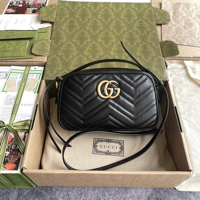 Top GG original calfskin marmont small shoulder bag 447632 black