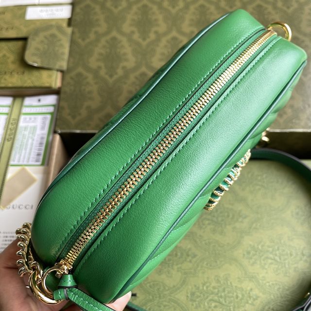 Top GG original calfskin marmont small shoulder bag 447632 green