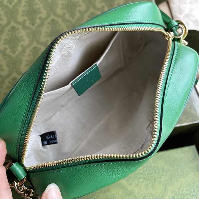 Top GG original calfskin marmont small shoulder bag 447632 green