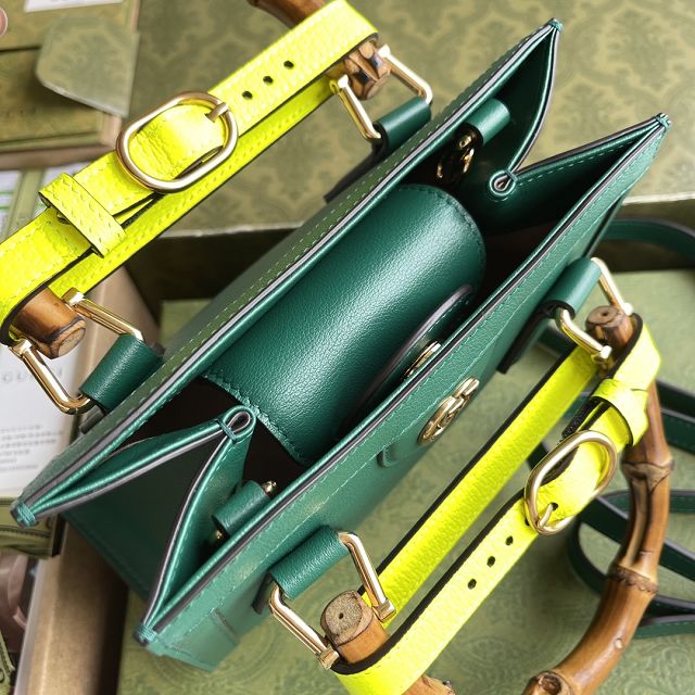 Top GG original calfskin diana mini tote bag 655661 green