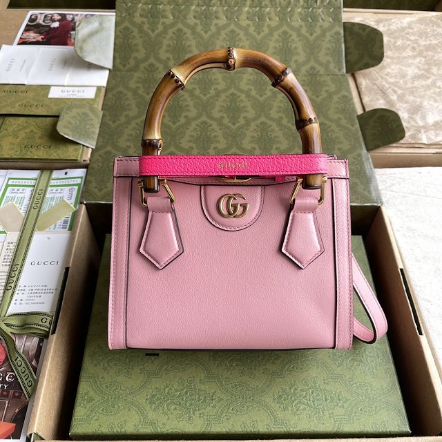 Top GG original calfskin diana mini tote bag 655661 pink