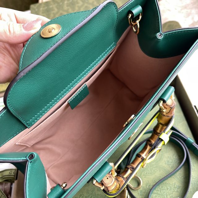 Top GG original calfskin diana small tote bag 660195 green