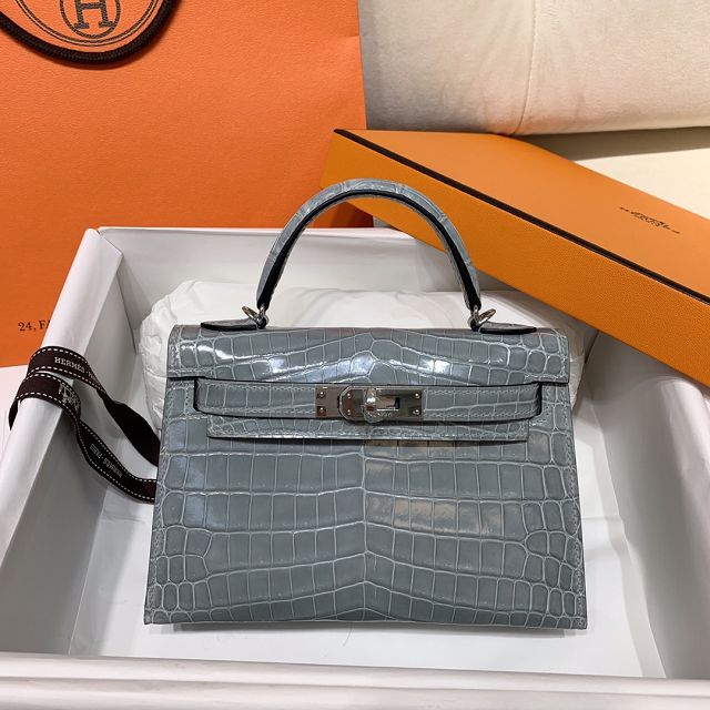 Top hermes 100% genuine crocodile leather mini kelly bag K0019 