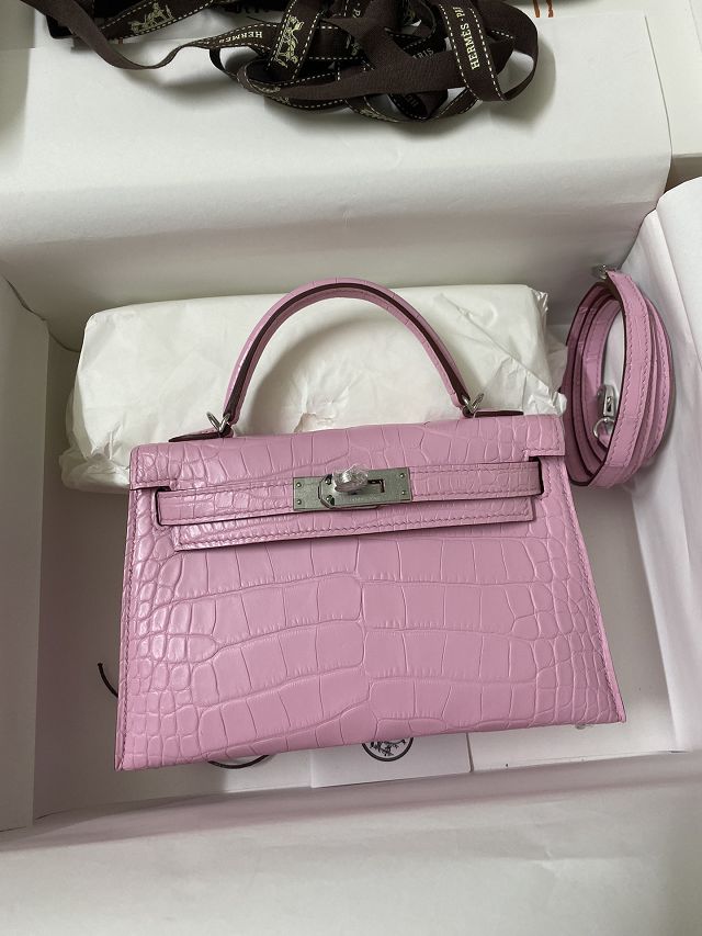 Top hermes 100% genuine crocodile leather mini kelly bag K0019 