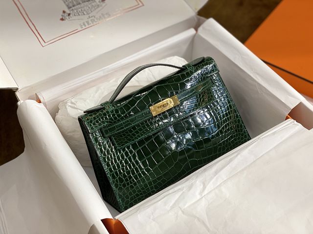 Top hermes handmade 100% crocodile leather mini kelly clutch K220 