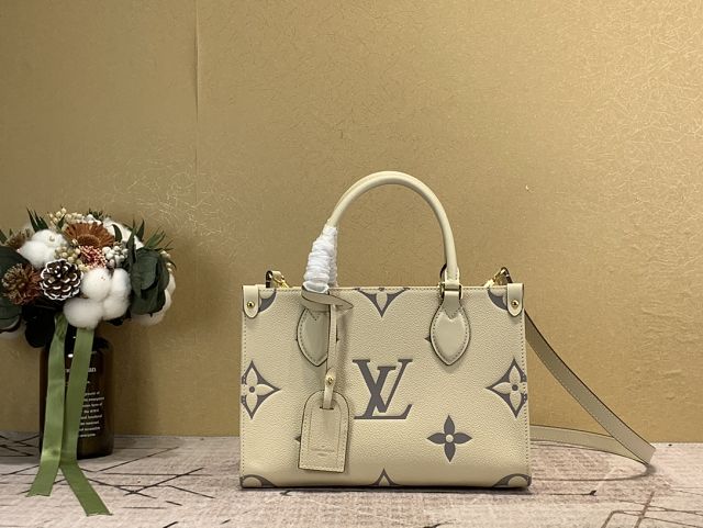 Louis vuitton original embossed calfskin onthego pm m45779 white