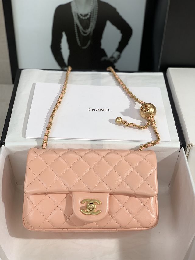 CC original lambskin flap bag AS1787 light pink