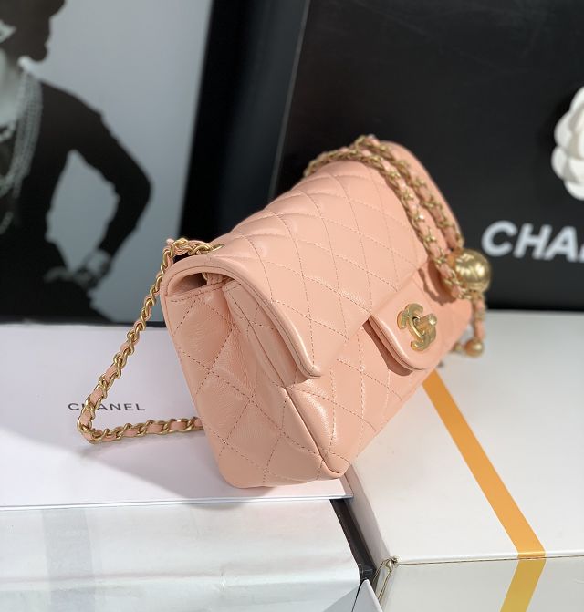 CC original lambskin flap bag AS1787 light pink