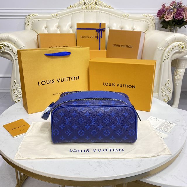 Louis vuitton original canvas dopp kit toilet pouch M30849 blue