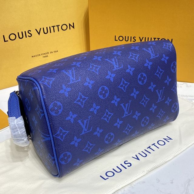 Louis vuitton original canvas dopp kit toilet pouch M30849 blue