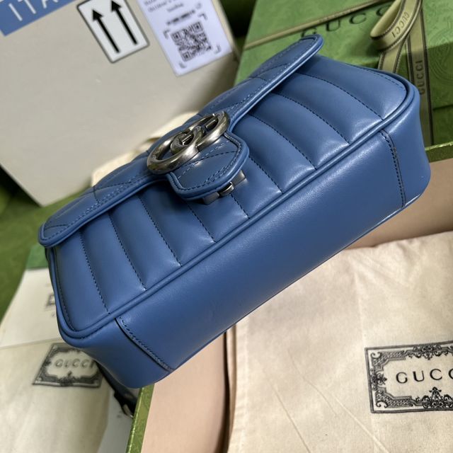 2022 GG original calfskin marmont mini bag 446744 blue