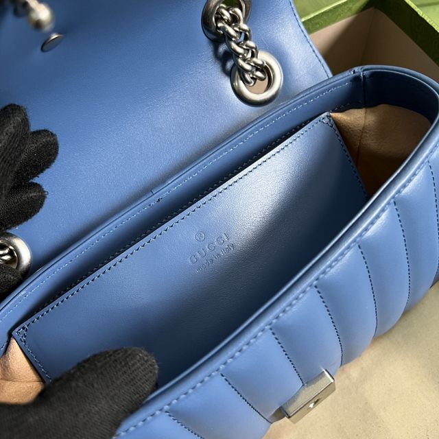 2022 GG original calfskin marmont mini bag 446744 blue