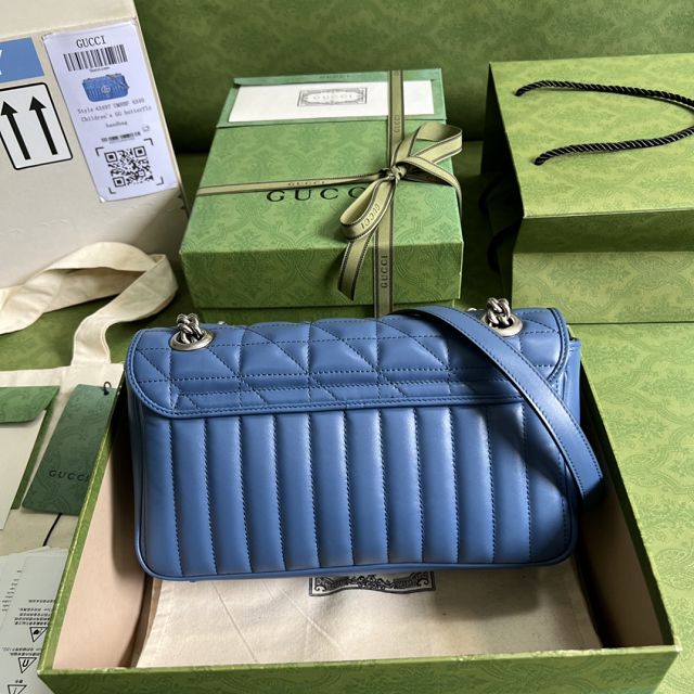 2023 GG original calfskin marmont small shoulder bag 443497 blue