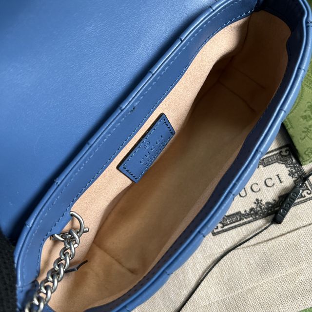 2022 GG original calfskin marmont super mini bag 476433 blue