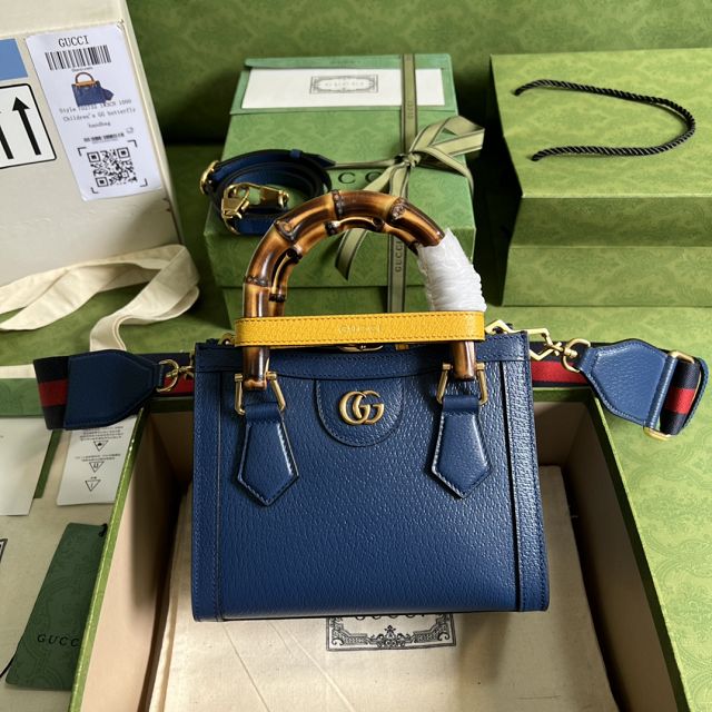 GG original calfskin diana mini tote bag 702732 royal blue