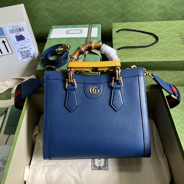 GG original calfskin diana small tote bag 702721 royal blue