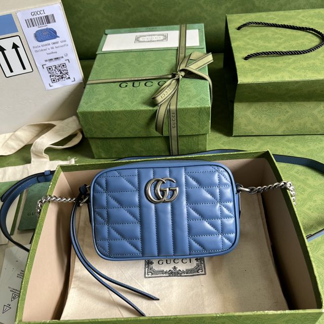 GG original calfskin marmont mini shoulder bag 634936 blue