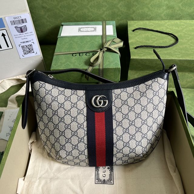 GG original canvas ophidia small shoulder bag 598125 navy blue