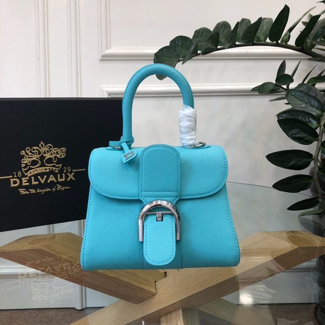 Delvaux original grained calfskin brillant mini bag AA0406 lake blue