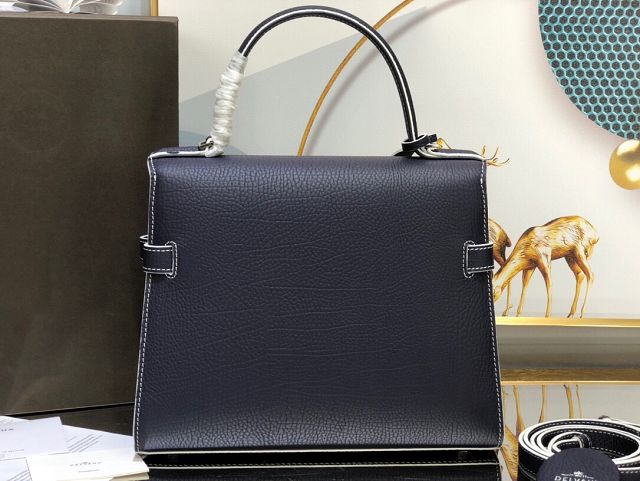 Delvaux original grained calfskin tempete medium bag AA0562 navy blue