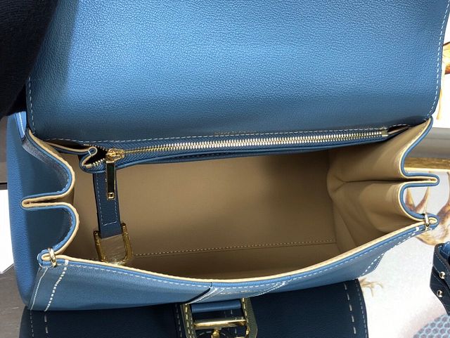 Delvaux original grained calfskin brillant bag MM AA0555 denim blue