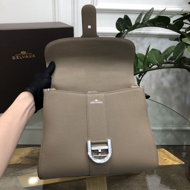 Delvaux original grained calfskin brillant bag MM AA0555 taupe