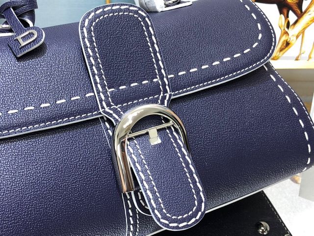 Delvaux original grained calfskin brillant small bag AA0417 dark blue